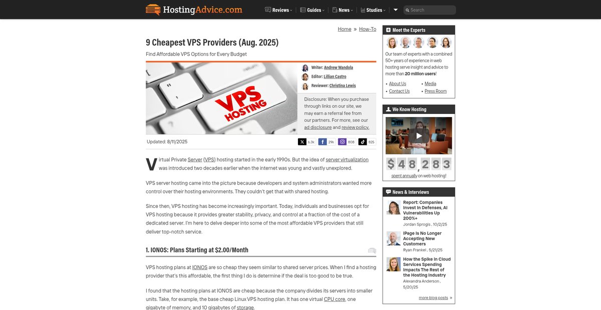 9 Cheapest VPS Providers (Aug. 2025) Screenshot