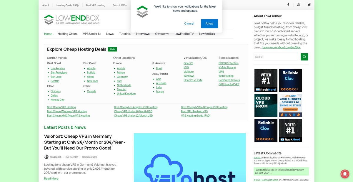 LowEndBox - Cheap VPS, Dedicated Servers and Hosting ... Screenshot