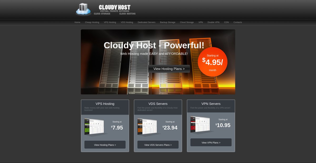 Cloudy Host | Home Page Screenshot