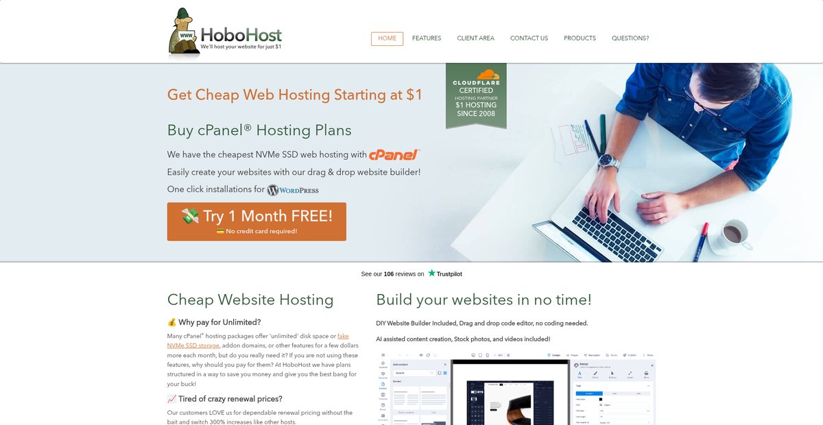 HoboHost | Cheap Web Hosting Starting at Only $1 Screenshot