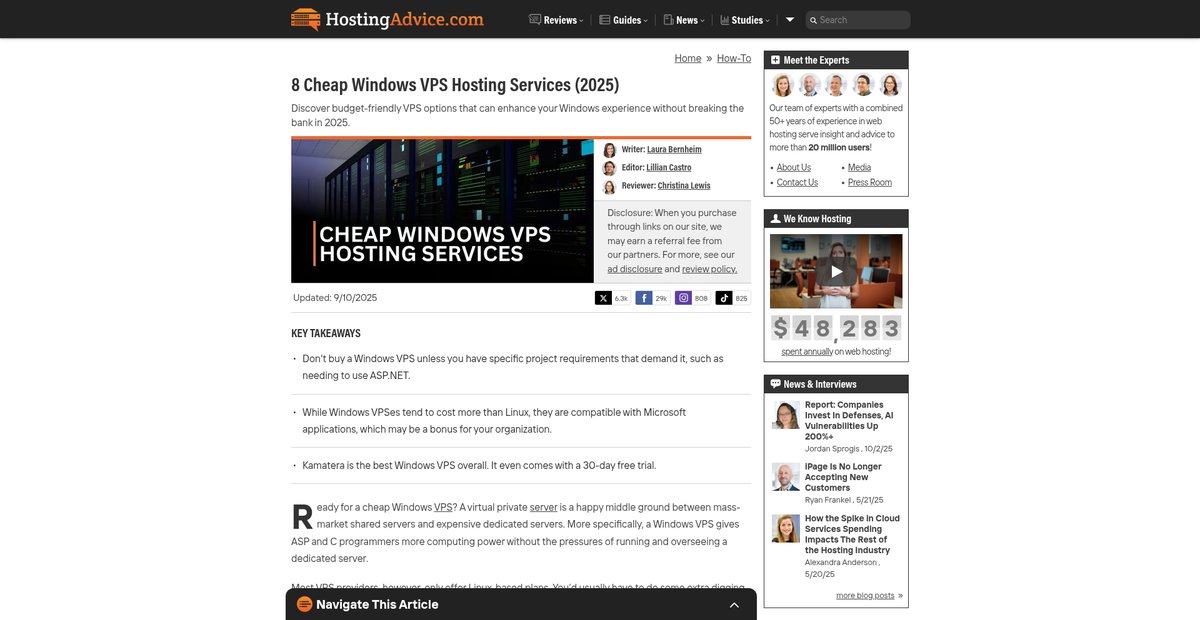 8 Cheap Windows VPS Hosting Services (2025) Screenshot