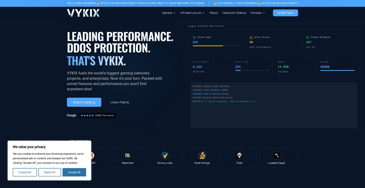 VYKIX – Game Servers and Hosting Services Screenshot