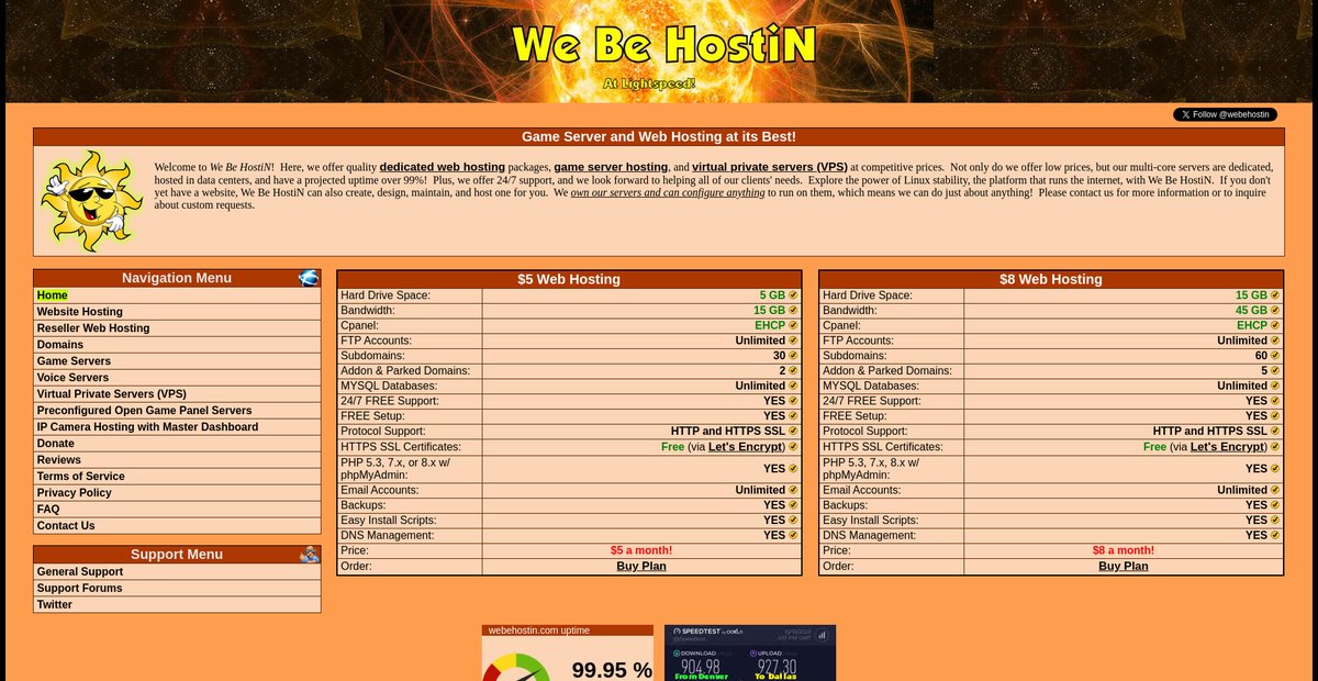 Dedicated Website and Game Server Hosting Screenshot