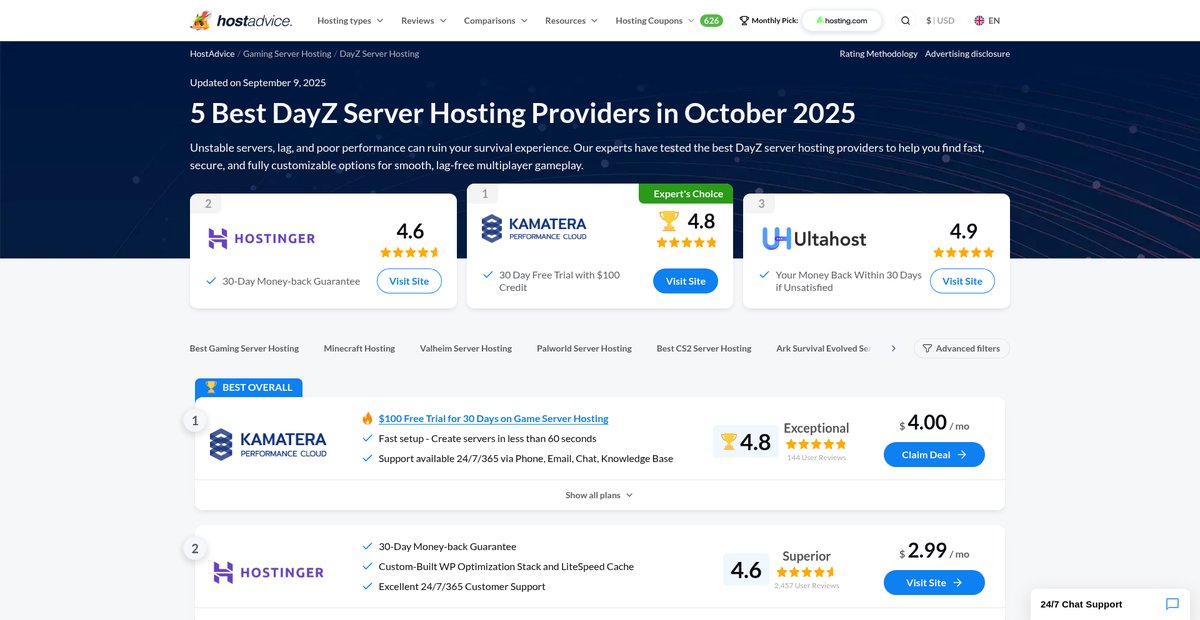 5 Best DayZ Server Hosting Providers (Sep 2025) Screenshot