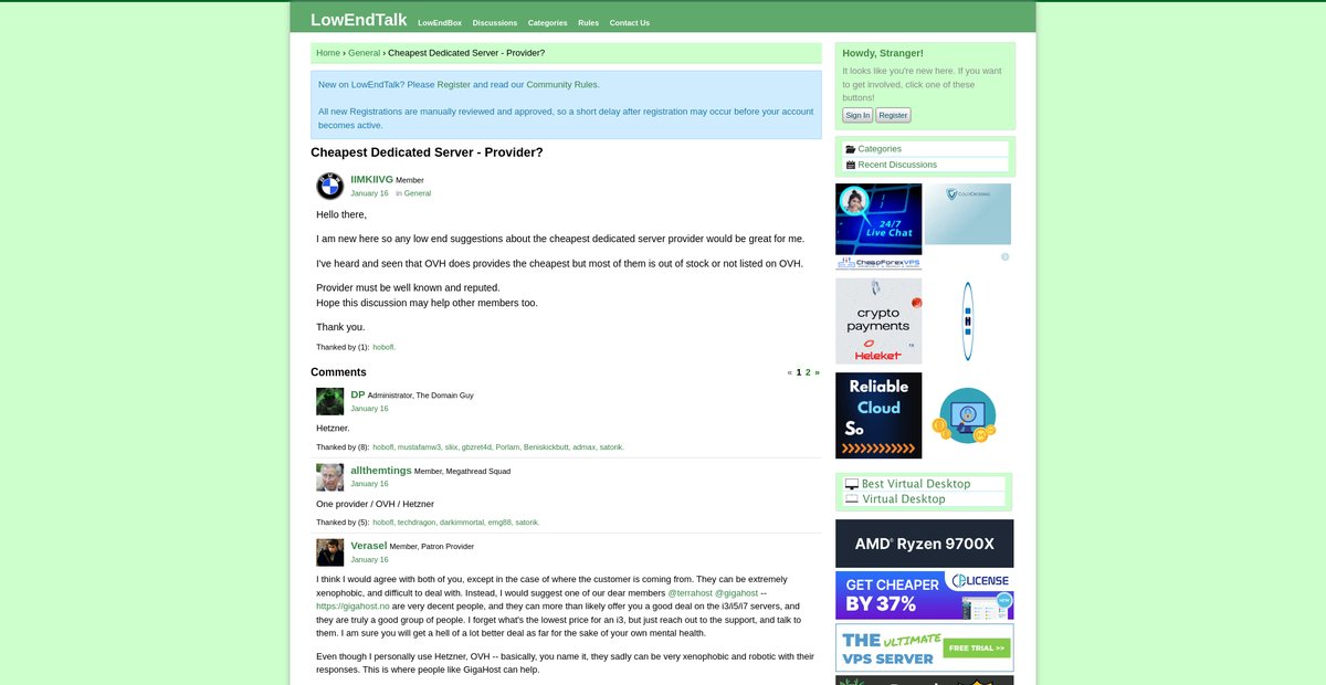 Cheapest Dedicated Server - Provider? Screenshot