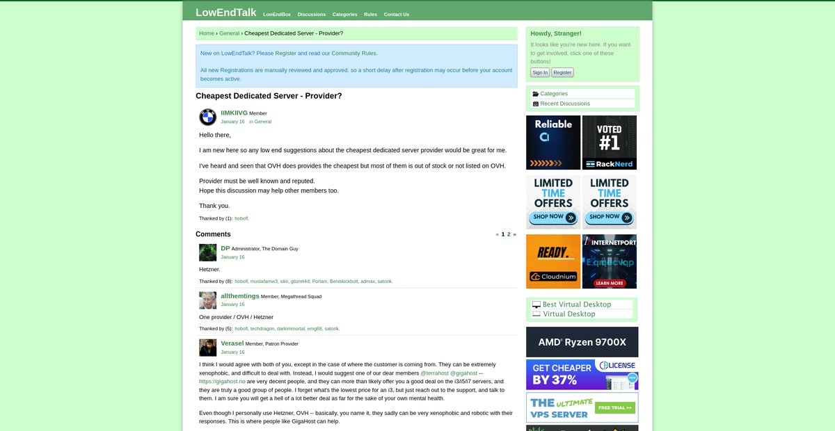 Cheapest Dedicated Server - Provider? Screenshot