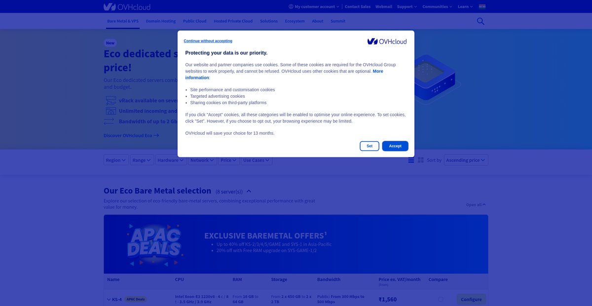 Low-cost dedicated servers Screenshot