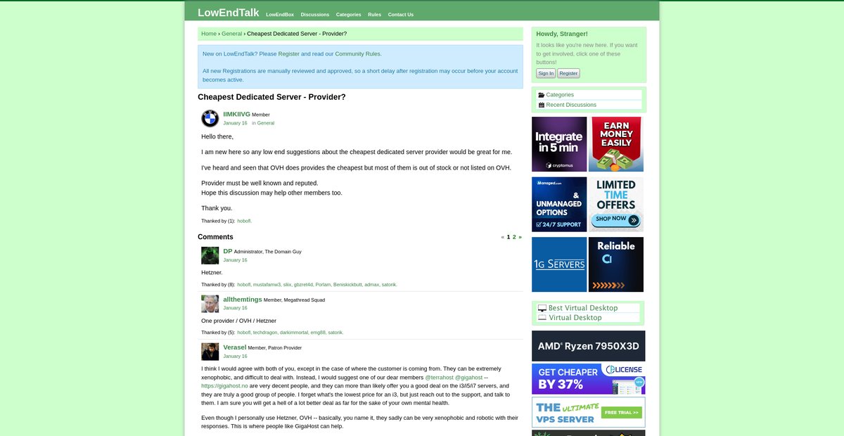Cheapest Dedicated Server - Provider? Screenshot