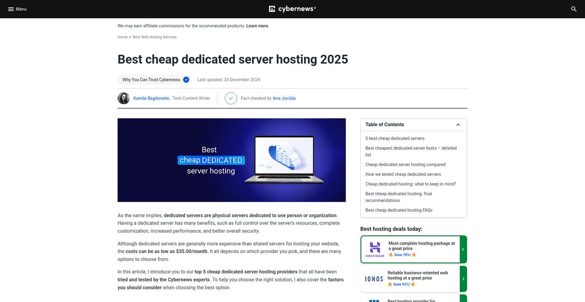 Best Cheap Dedicated Server Hosting 2025: Expert Insights Screenshot