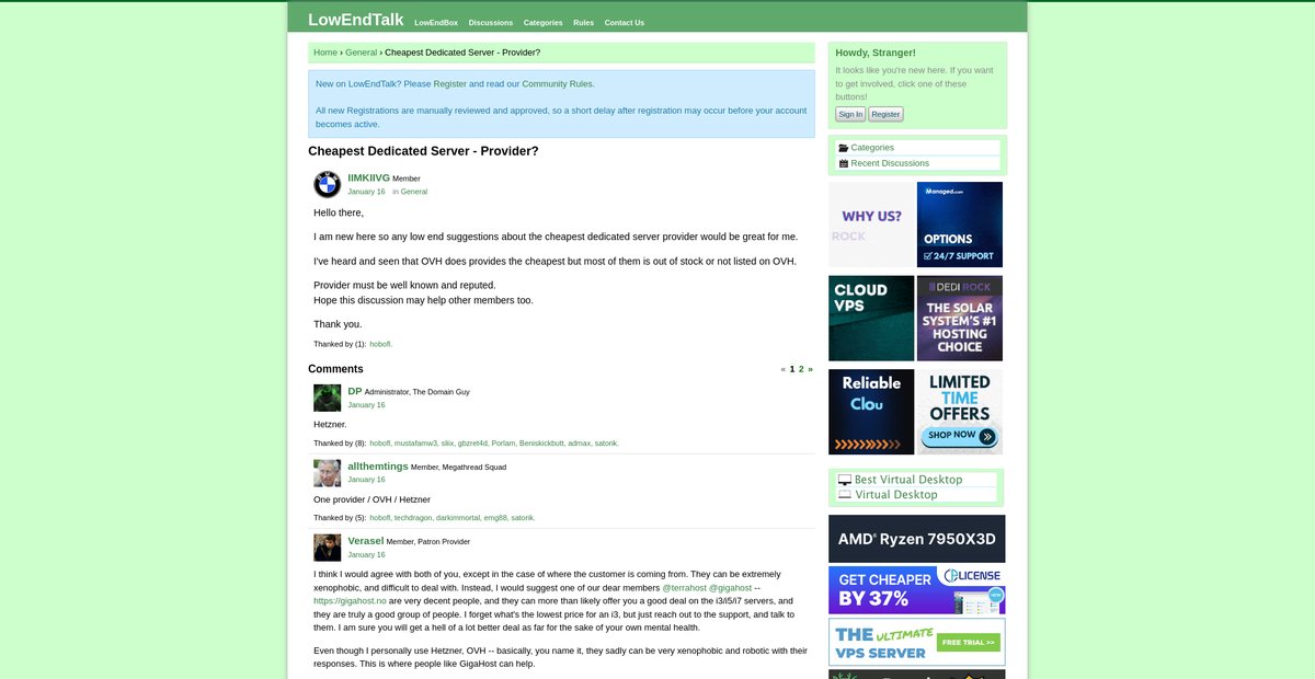 Cheapest Dedicated Server - Provider? Screenshot