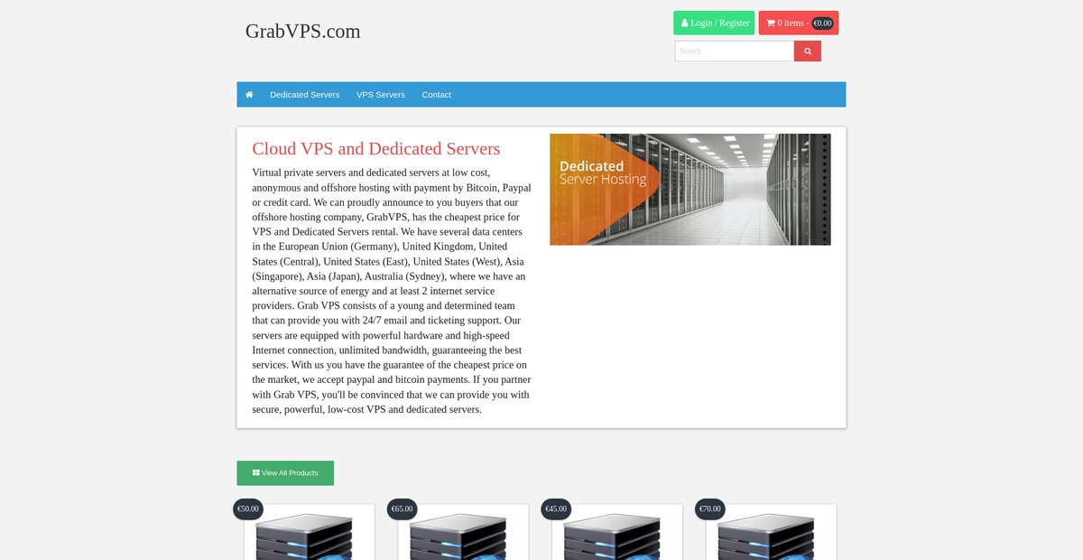 GrabVPS.com Screenshot