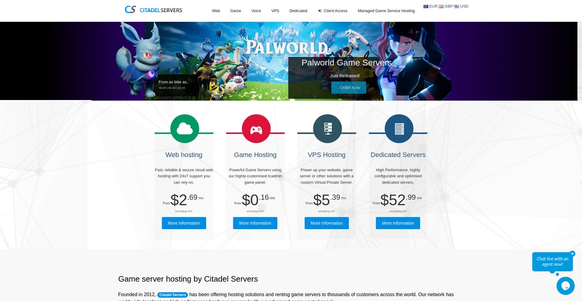 Citadel Servers | Game Server Hosting, cloud computing and ... Screenshot