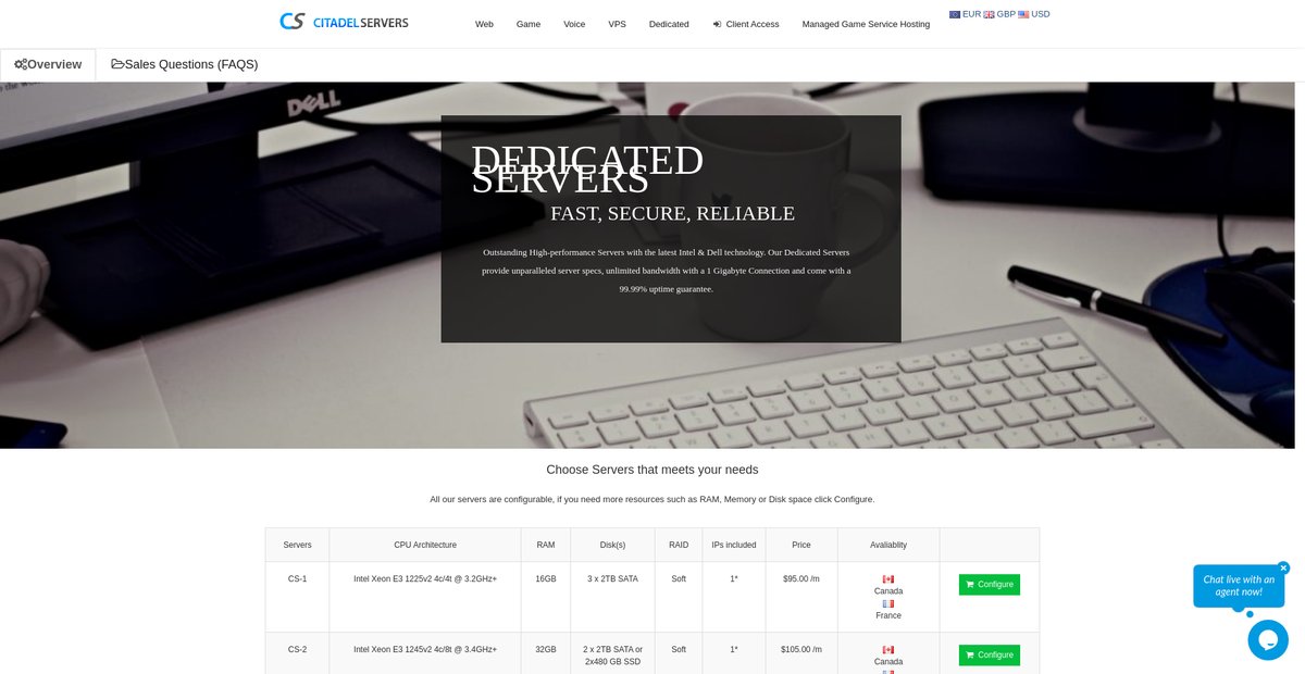 High Performance Dedicated Servers | Citadel Servers Screenshot