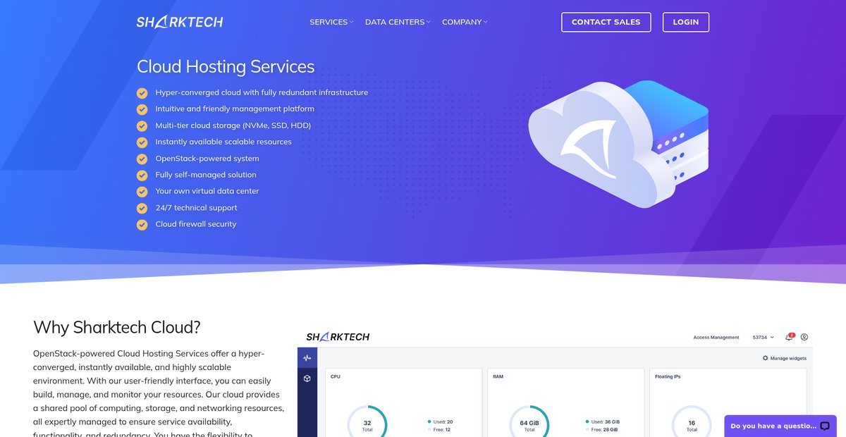 Dedicated Cloud Hosting – Sharktech Screenshot