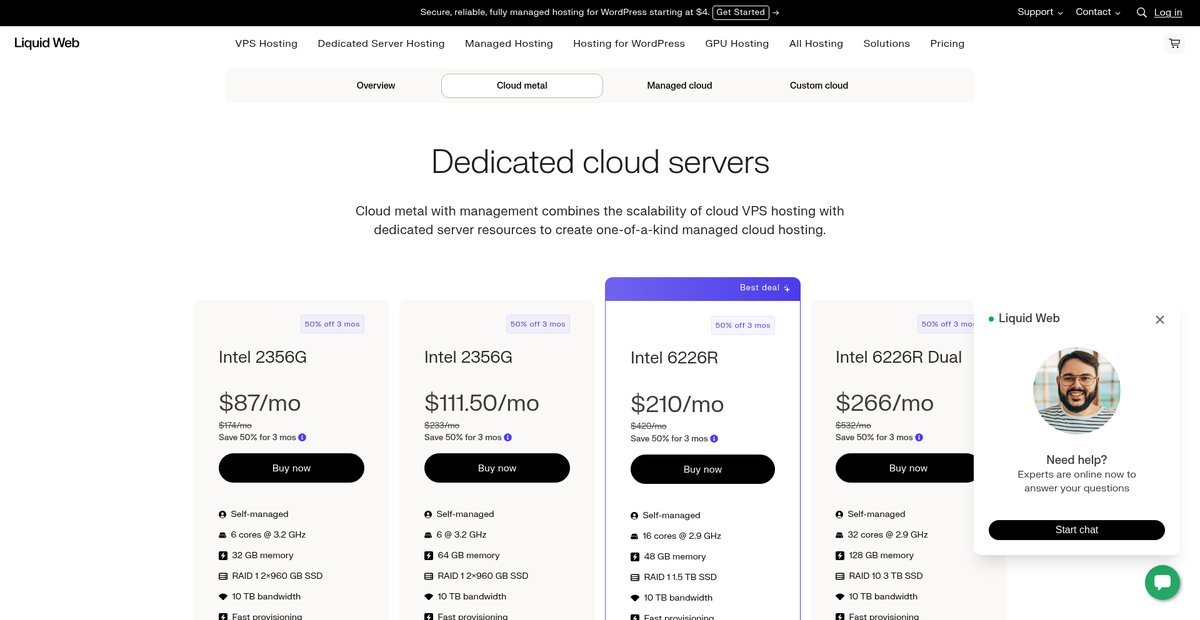 Liquid Web Dedicated Cloud Servers | Bare Metal Power ... Screenshot