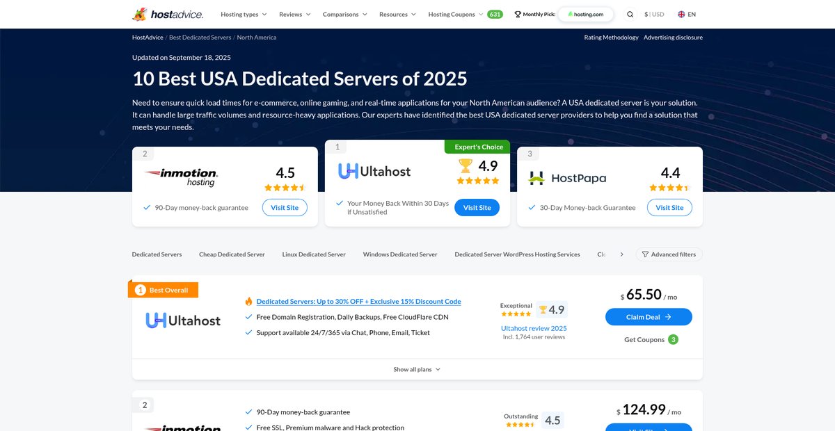 7 Best USA Dedicated Servers in May 2025 Screenshot