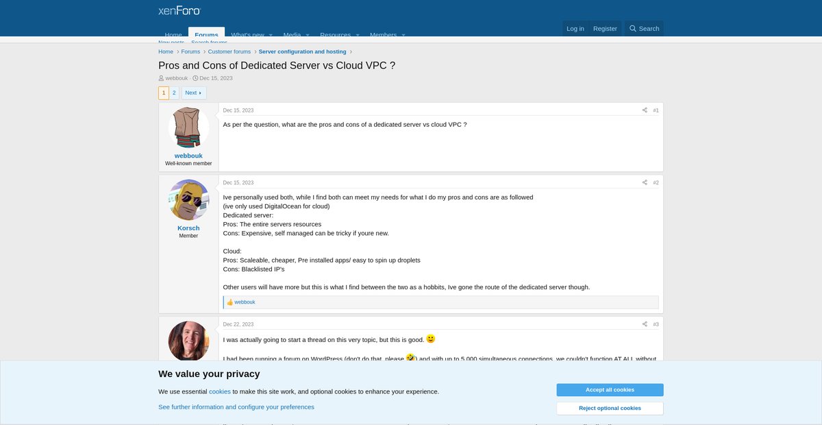 Pros and Cons of Dedicated Server vs Cloud VPC Screenshot