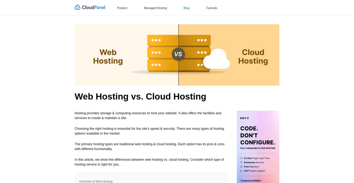 Web Hosting vs. Cloud Hosting - What's the Difference? Screenshot
