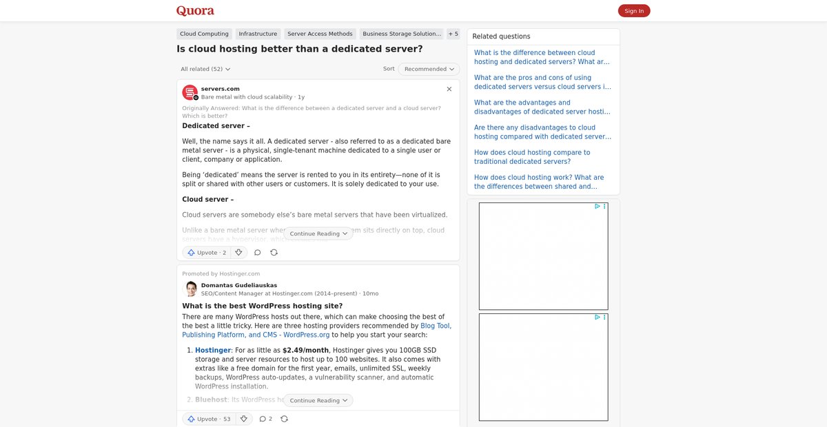 Is cloud hosting better than a dedicated server? Screenshot