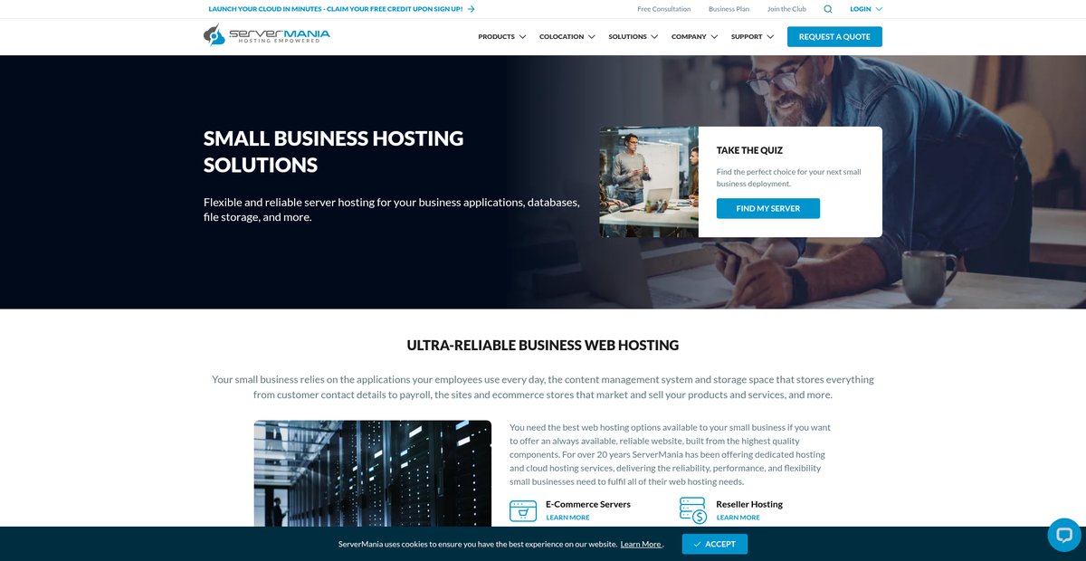 Small Business Server Hosting Solutions Screenshot