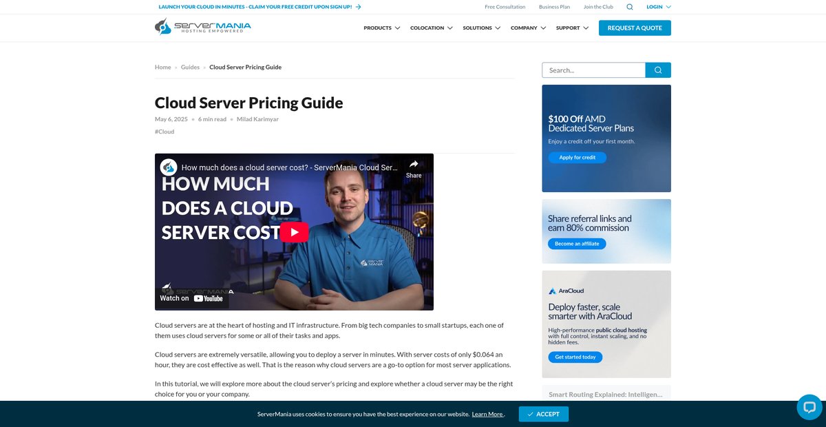 How much does a cloud server cost? Pricing Guide Screenshot