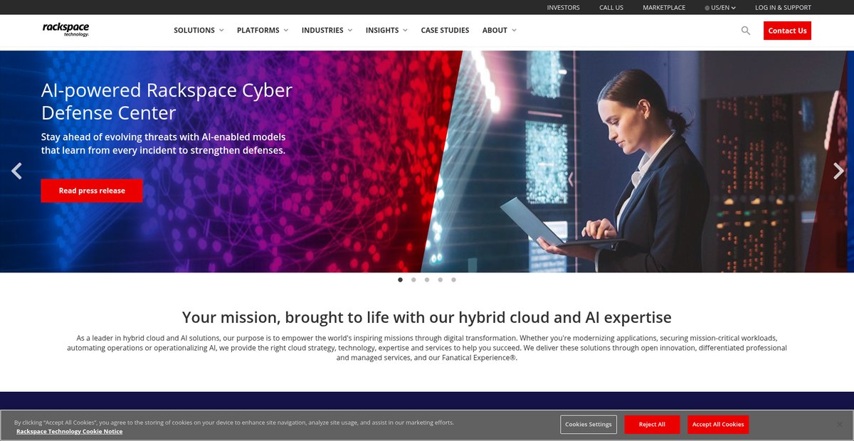 Rackspace Technology | Multicloud Solutions Provider Screenshot
