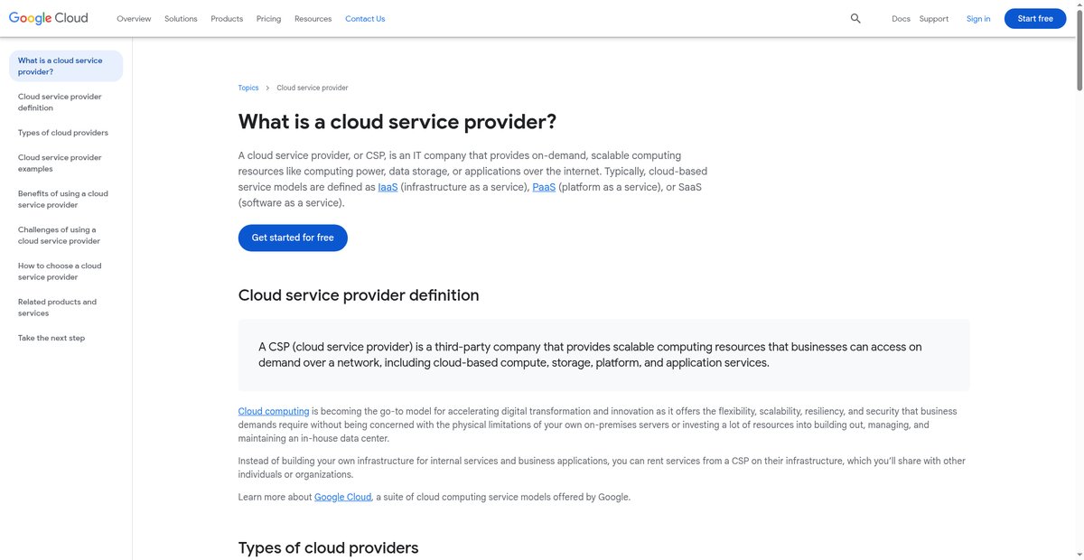 What is a Cloud Service Provider? Screenshot