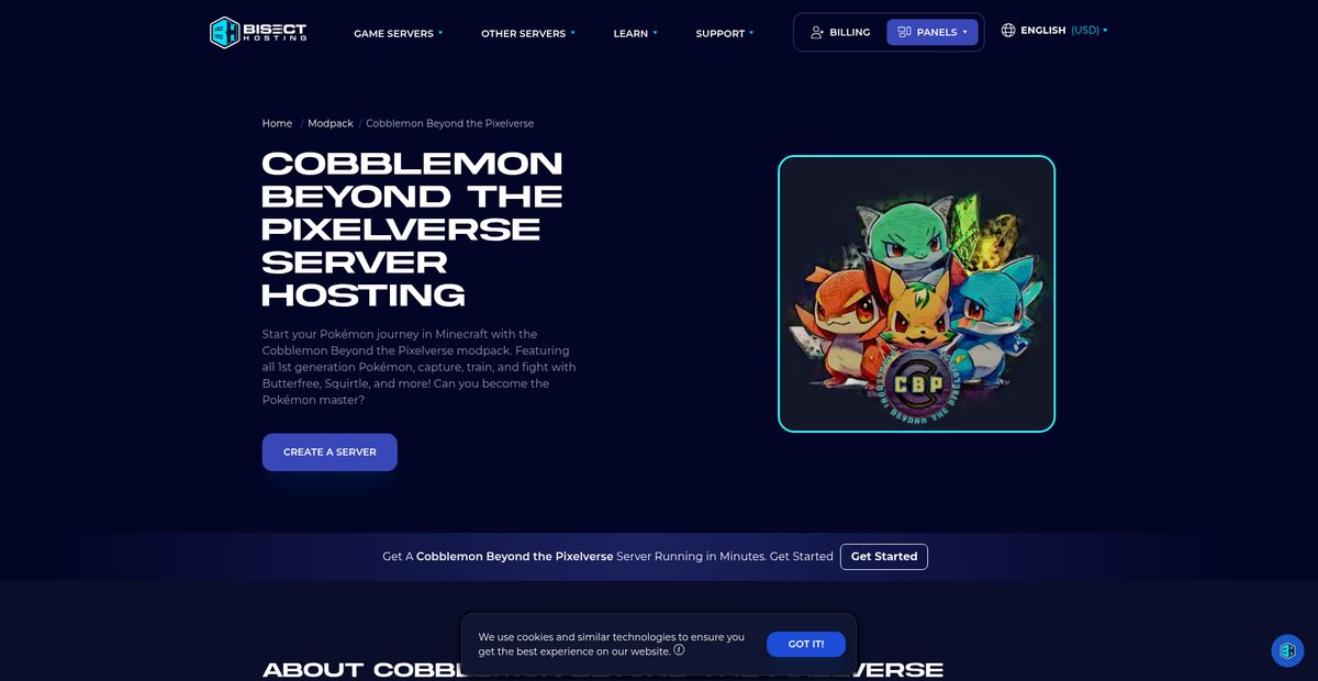 Cobblemon Beyond the Pixelverse Server Hosting Screenshot