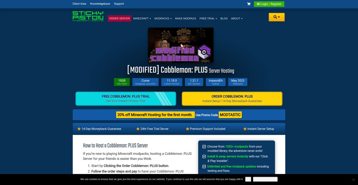 Curse : [MODIFIED] Cobblemon: PLUS Server Hosting Screenshot
