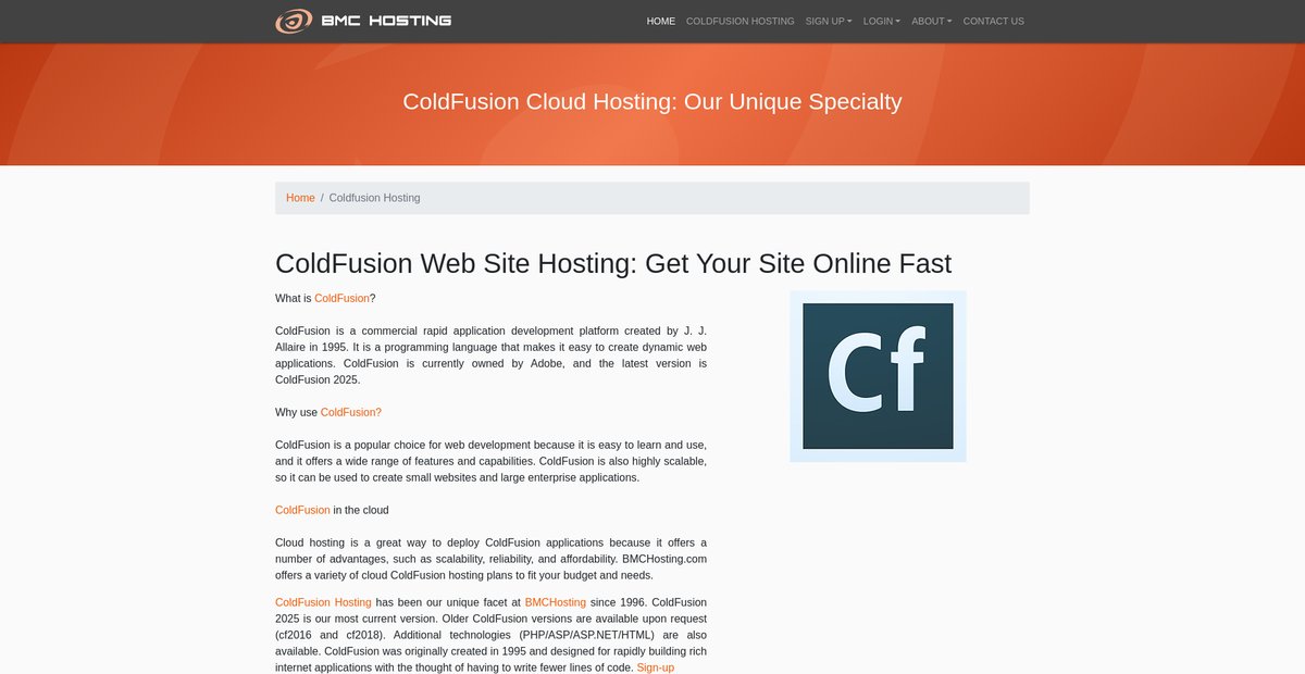 Top ColdFusion Hosting Services <cfoutput>2025</cfoutput> Screenshot