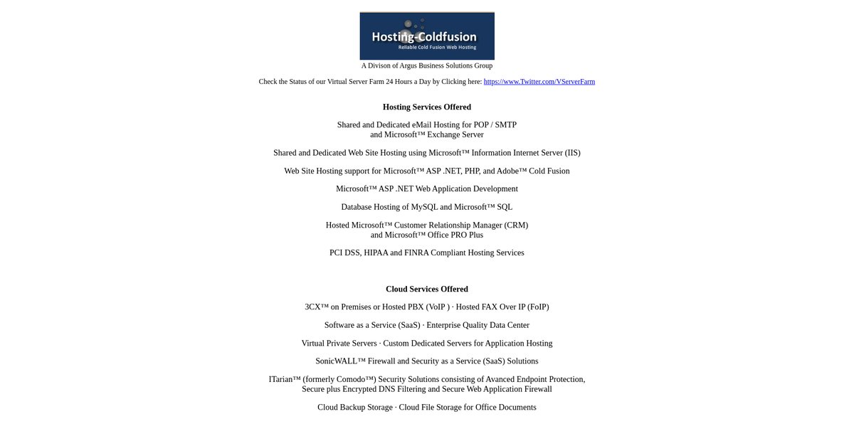 Hosting-Coldfusion.com Screenshot