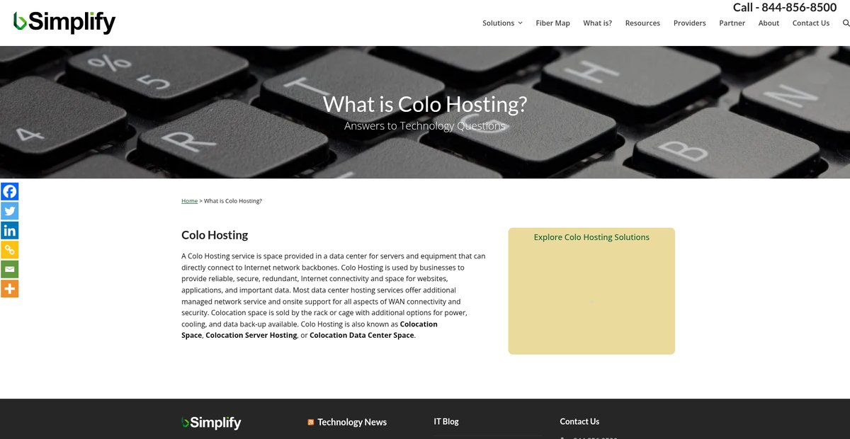 What is Colo Hosting? Screenshot