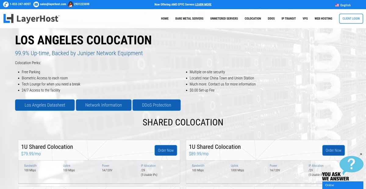 Los Angeles Colocation | LayerHost Screenshot