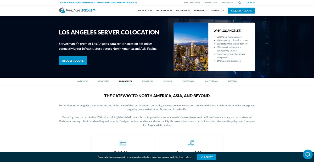 Server Colocation in Los Angeles, California Screenshot