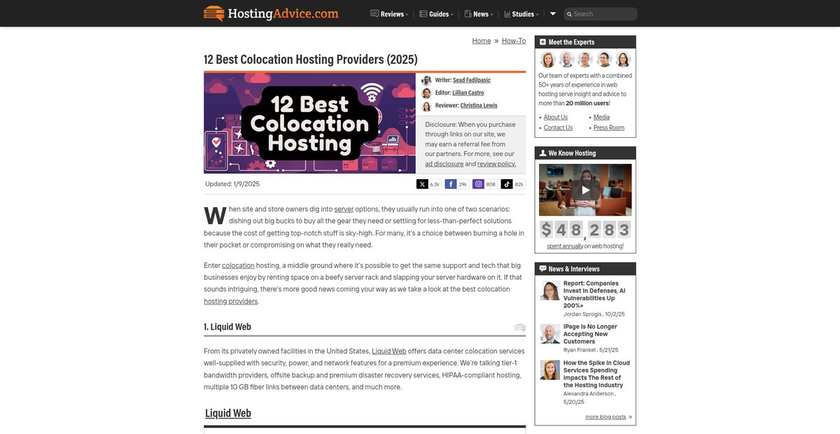 12 Best Colocation Hosting Providers (2025) Screenshot