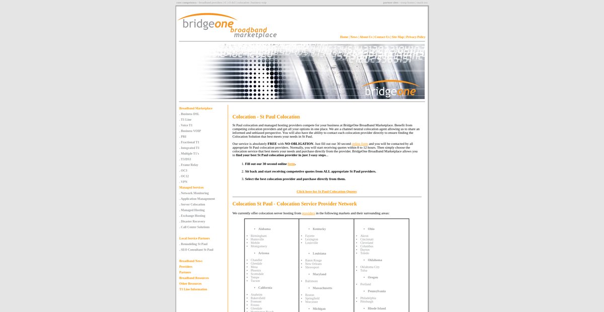 St Paul Colocation Pricing - Broadband Providers Screenshot