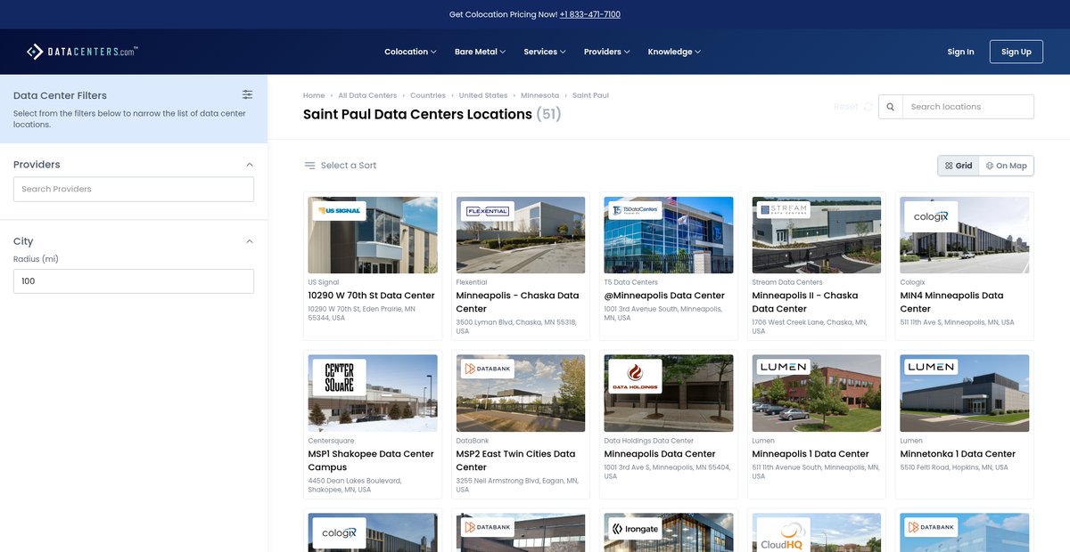 Saint Paul Data Centers Locations (51) - Minnesota Screenshot