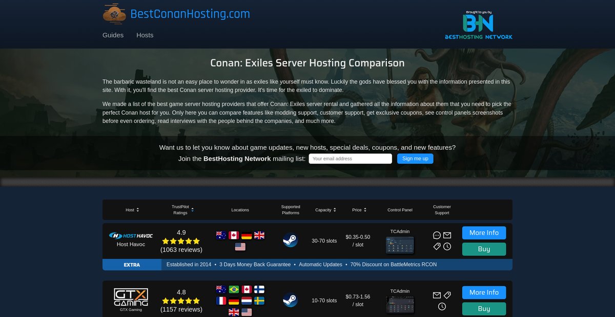 Top 20 Conan: Exiles Server Hosting Providers Screenshot