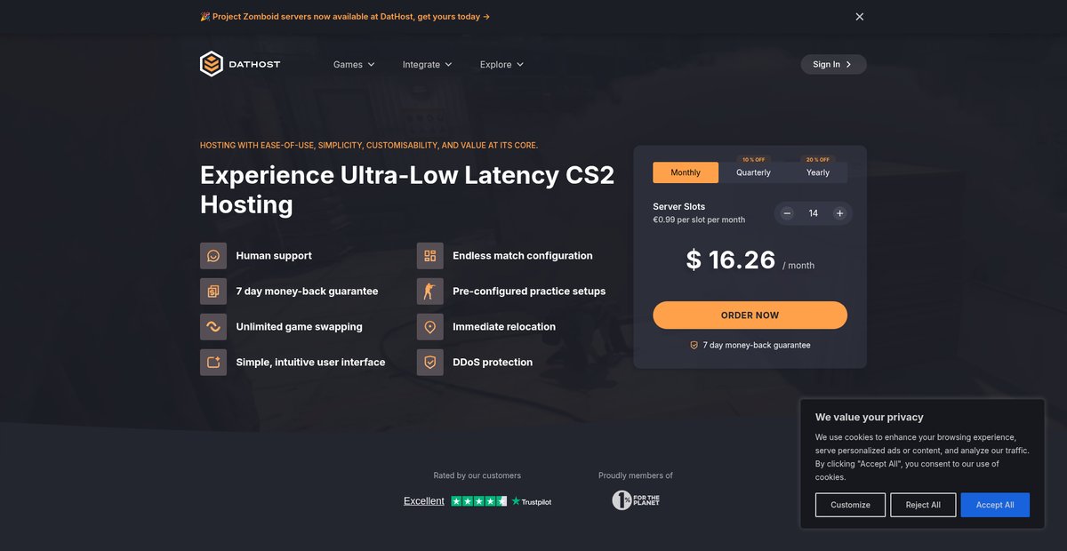 CS2 Server Hosting with Ultra-Low Latency Screenshot