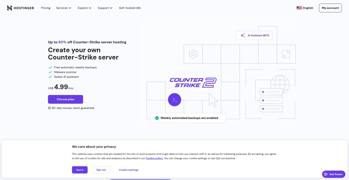 Counter-Strike server hosting | Reliable VPS for great games Screenshot
