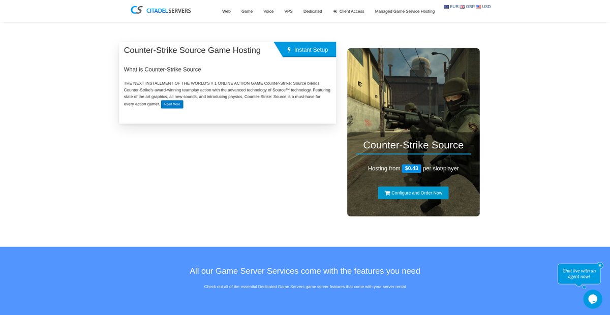 Counter-Strike Source Game Hosting Screenshot