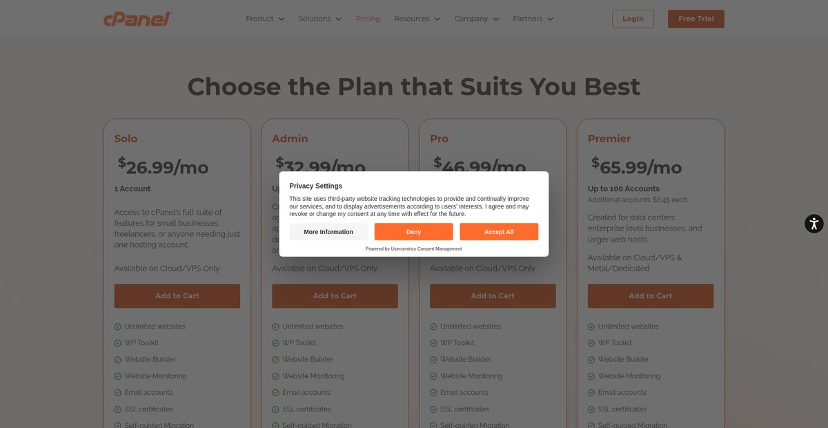 Affordable cPanel Pricing & Features for Every Business Screenshot