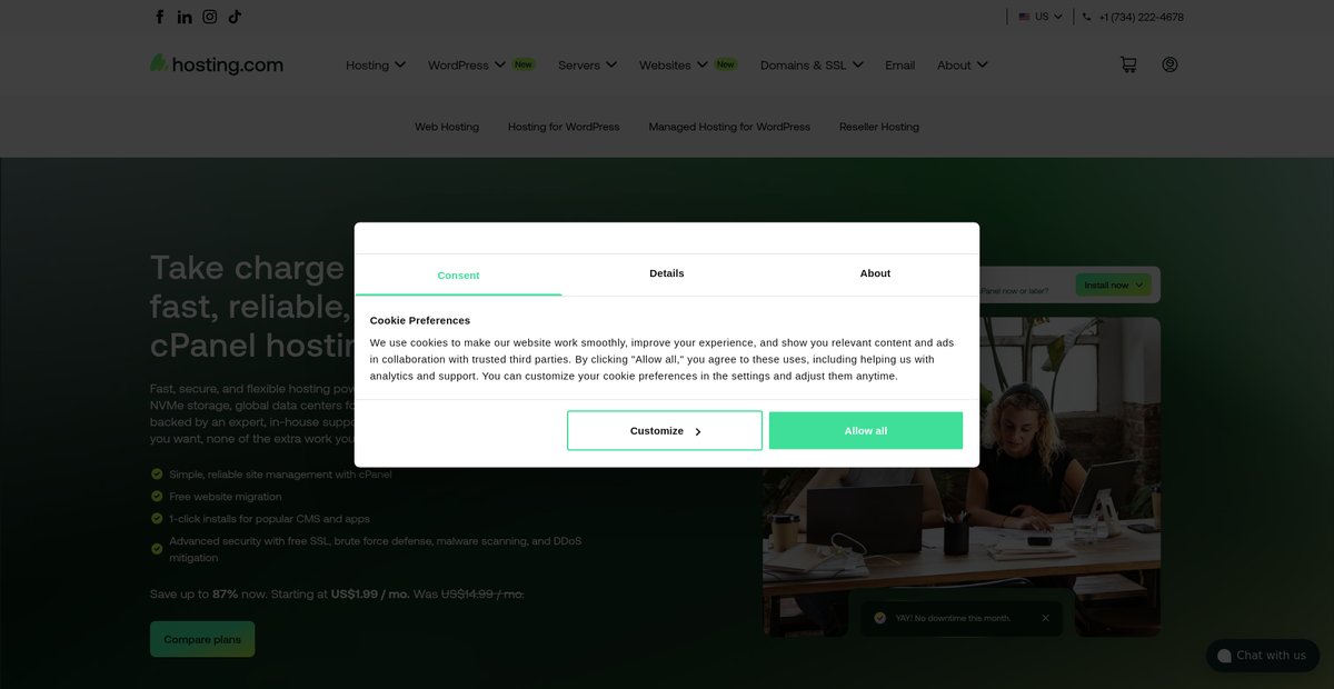 High Performance cPanel Web Hosting Screenshot