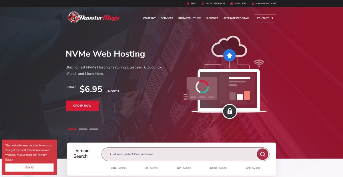 MonsterMegs - High-Performance Web Hosting Solutions Screenshot