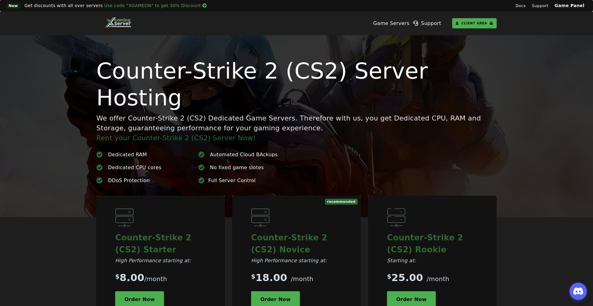 Counter-Strike 2 (CS2) Server Hosting Screenshot