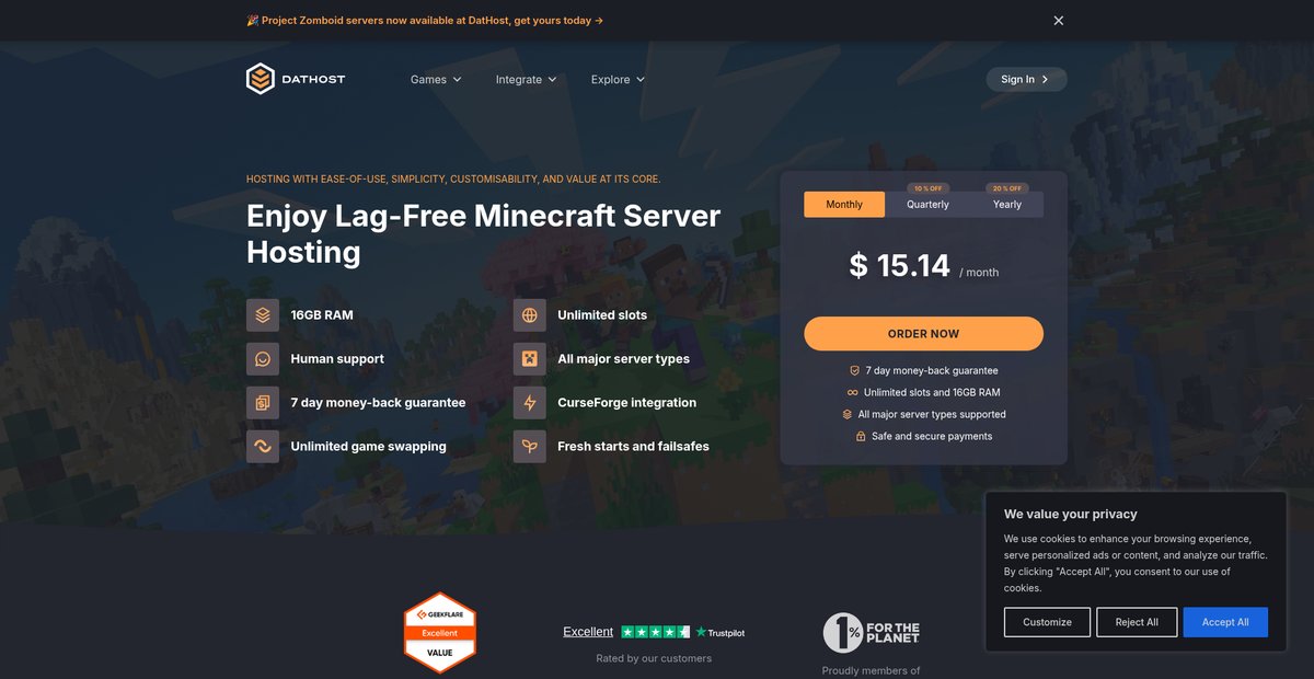 Minecraft Server Hosting for Lag-Free Play Screenshot