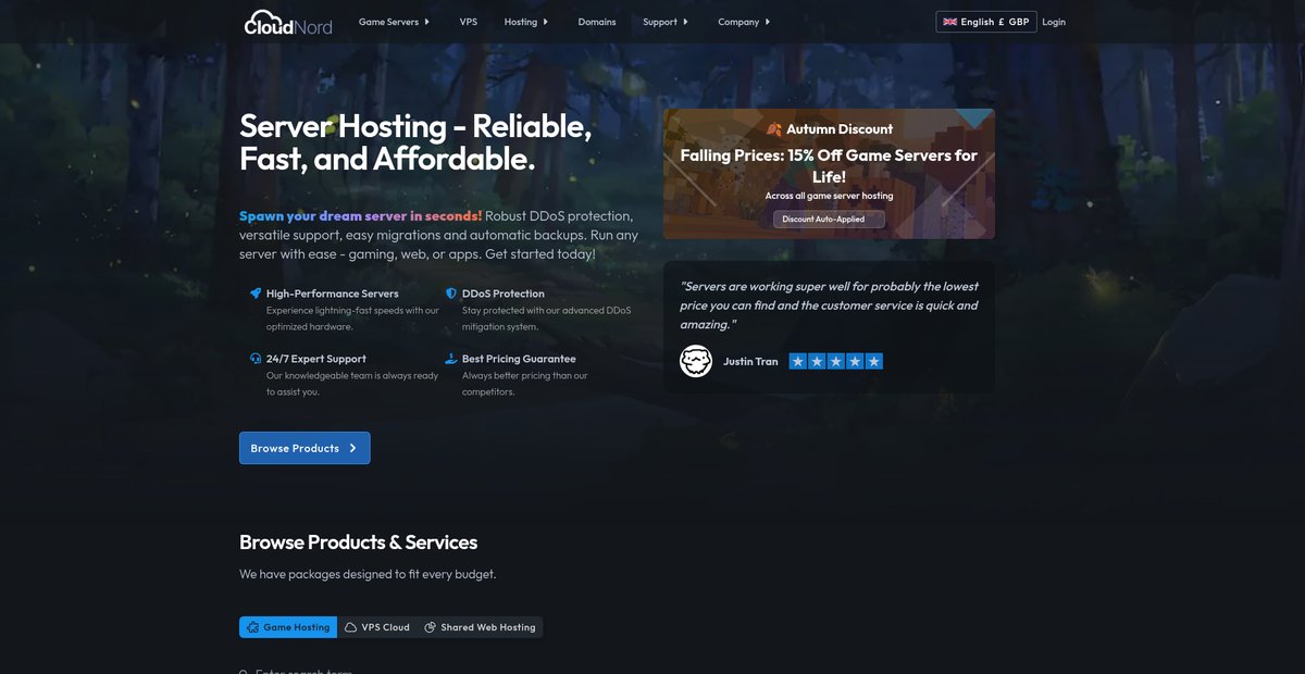 CloudNord | Premium Game Server and Web Hosting Solutions Screenshot