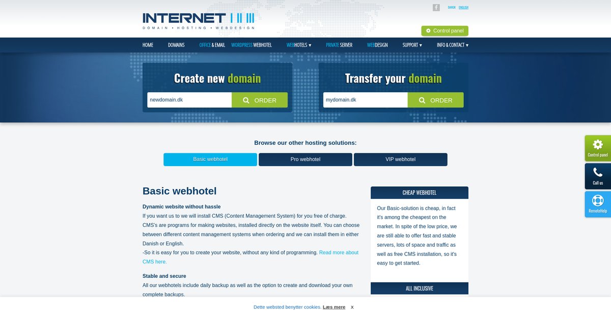 Basic webhotel Screenshot