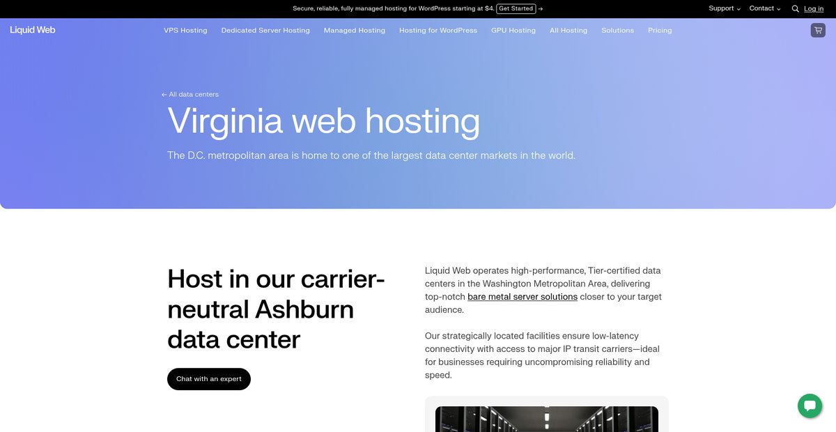 Virginia Web Hosting Screenshot