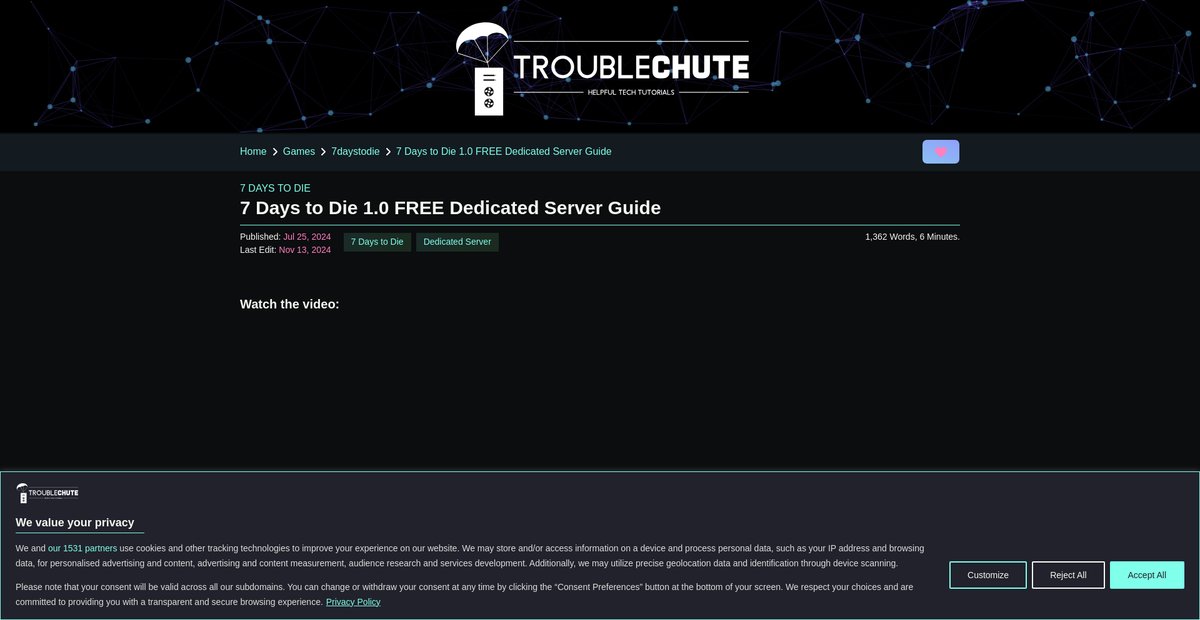 7 Days to Die 1.0 FREE Dedicated Server Guide Screenshot